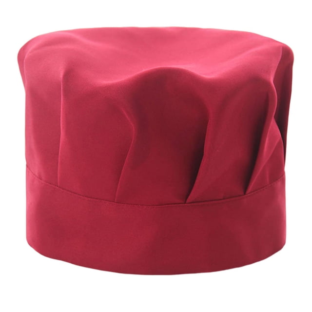 Visland Chef Hat Unisex Kitchen Hat Hotel Restaurant Cook Cap Pleated Design Solid Color Waiter Chef Work Cap Mushroom Hat