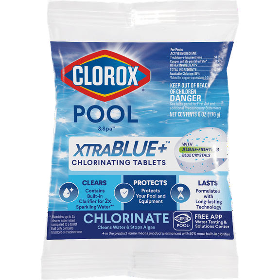 Clorox Pool&Spa XtraBlue  3" Chlorinating Tablets Form Chlorine Pool Chemicals  6oz