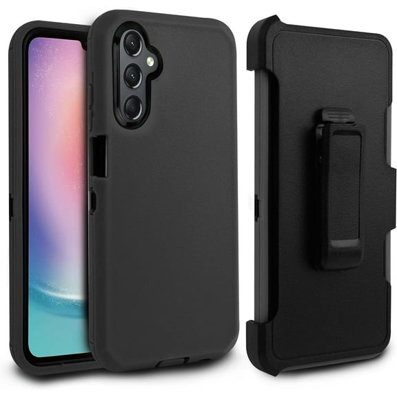 ThousandGear for Samsung Galaxy A25 5G case,Heavy Duty Hard Shockproof Armor Protector Case Cover with Belt Clip Holster Built in Screen Protector for Samsung Galaxy A24 4G (Black)