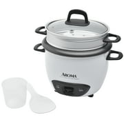 Aroma® 6-Cup (Cooked) / 1.5Qt. Rice & Grain Cooker, White, New, ARC-743-1NG
