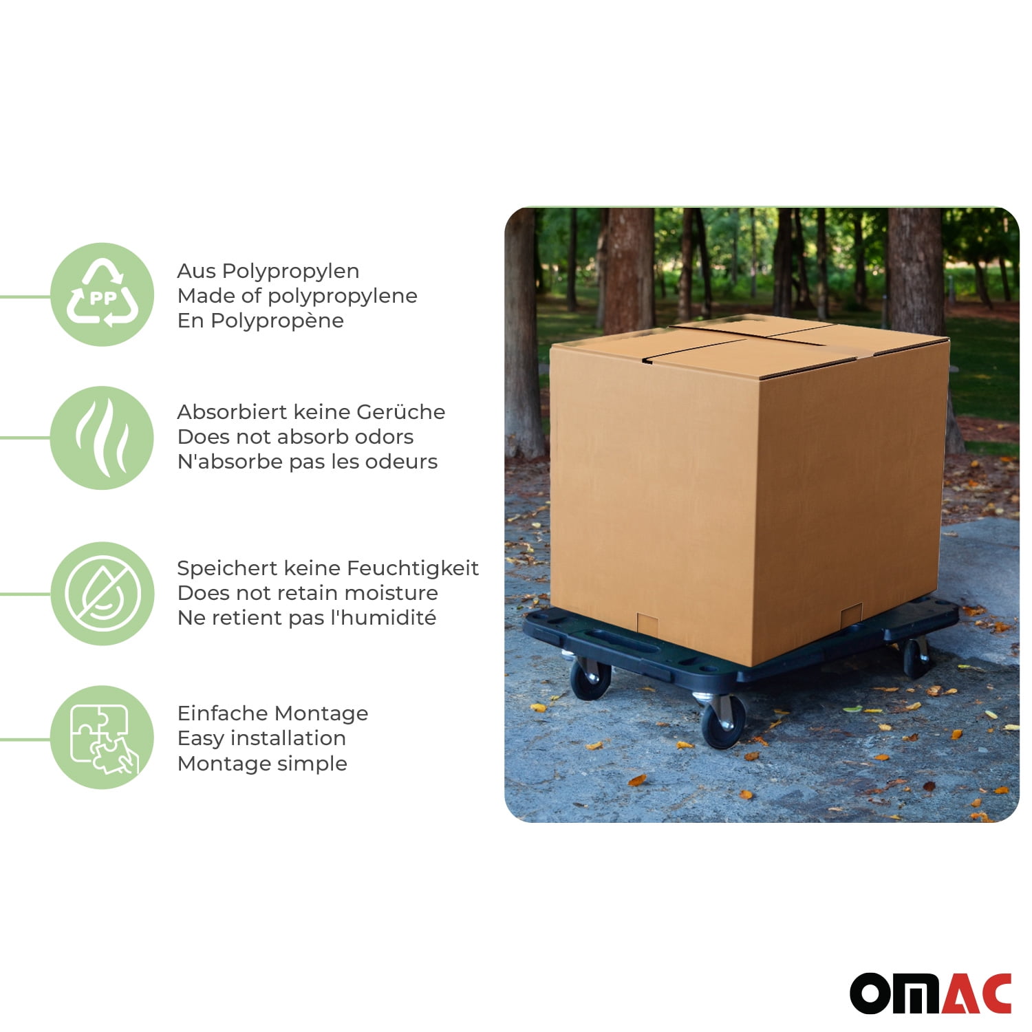 OMAC Rolling Board Furniture Dolly Transporter 661 lbs Furniture Mover Step Plate