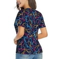 thumbnail image 3 of Xecao Multicolor Bowling for Women's V-Neck T-Shirts-Elegant Half-Sleeve Tops Perfect for Summer-3X-Large, 3 of 5