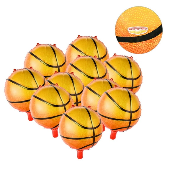 TOYMYTOY 10Pcs Orange Basketball Foil Balloons Reusable Party Decorations for Sports Event Celebrations