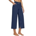 thumbnail image 4 of JYnXIANTI Wide Leg Pants Woman Lightweight High Waisted Capris with Side Split Pockets Summer Lounge Clothes for Beach, 4 of 6