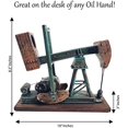 thumbnail image 2 of Urbalabs Oil Derricks Vintage Office Desk Statues Nodding Donkey Pumpjack Oilfield Memorabilia Derrick Small Oil Rig Recycler Sculpture Green, Cream, Teal Pumpjack Oil Rig Presents (Wine Bottle), 2 of 7