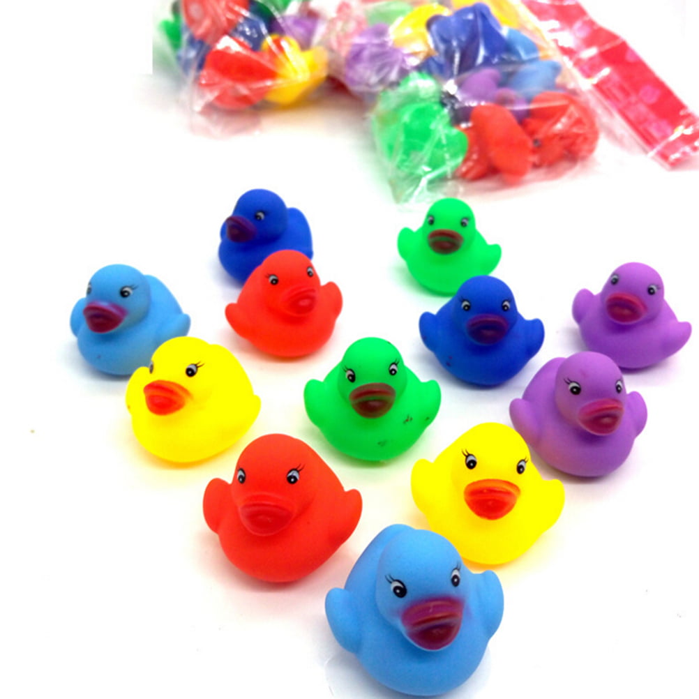 12 Pcs Colorful Baby Children Bath Toys Cute Rubber Squeaky Duck Ducky LY 