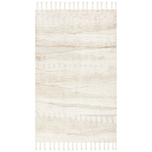 SAFAVIEH Kenya Annabelle Solid Wool Area Rug, Ivory/Beige, 3' x 5'