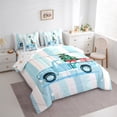 thumbnail image 3 of Feelyou Kids Happy Christmas Bedding Comforter Set 7 Pieces, Blue White Geometric Full Bedding Set, Cartoon Car Reversible Fitted Sheet Flat Sheet, Breathable Home Decor, 3 of 7