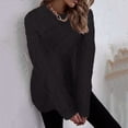 thumbnail image 2 of Vedolay Women's Sweaters Womens Long Sleeve Tops Waffle Knit Fashion Cropped Casual V Neck Top,Black L, 2 of 4