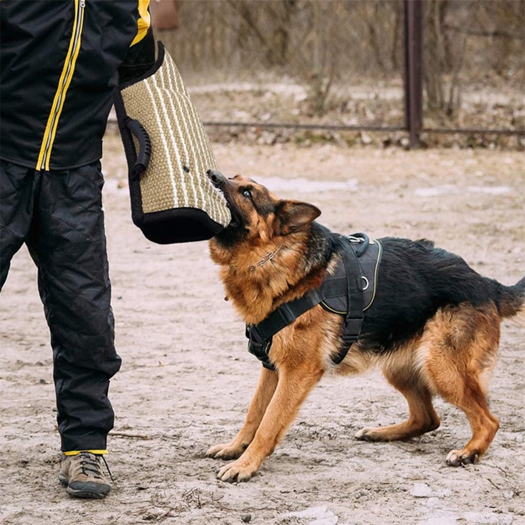 ZPAQI Strong Jute Dog Bite Sleeve Tug Work Puppy Training Playing Chewing Toy Hand Glove for Training Schutzhund K9 Rottweiler