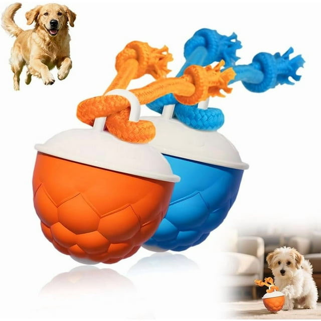 Interactive Dog Toys Touch Activated Bouncing & Jumping Dog Ball with Rope, Smart Automatic Rolling Toy, USB Rechargeable, Squeaky Doggie Toys to Keep Them Busy (Mix)