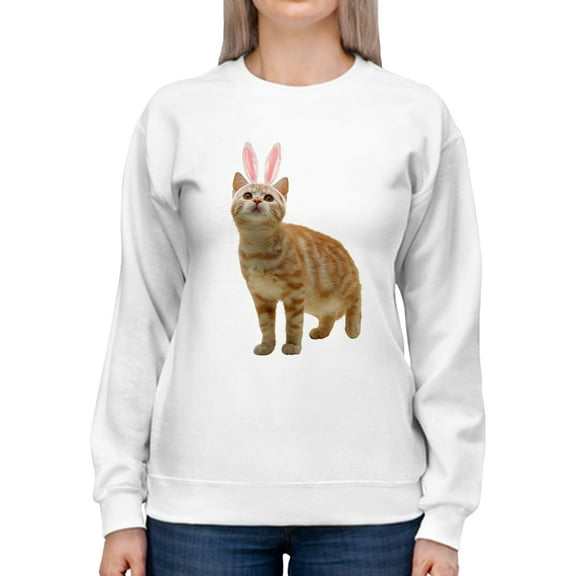 Bunny Cat Sweatshirt Women -SPIdeals Designs, Female Large