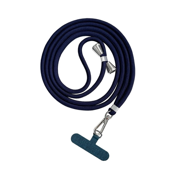 Cordón para teléfono universal desmontable de nailon para el cuello, sistema de sujeción de seguridad Azul oscuro