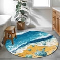 thumbnail image 3 of Blue Summer Beach Round Area Rug 3.3Ft Washable Circle Rugs for Dining Room Table, Coastal Sea Turtle Nautical Ocean Non-Slip Carpet Floor Mats Indoor Outdoor Carpet Runner Aesthetic Home Decor, 3 of 8