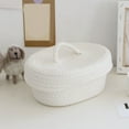 thumbnail image 5 of Xoxingysm Home Textile Storage Oval Baskets with Lids Decorative Baskets with Lids for Organizing Natural Cotton Rope Lidded Baskets with Handles Storage Baskets with Lids 1Pc, 5 of 5