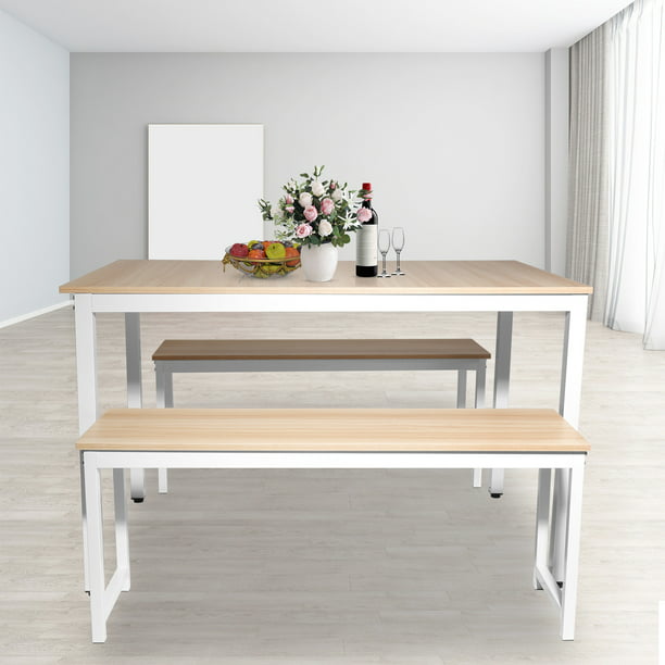 Enyopro Kitchen Table Set 3 Piece, Small Rectangle Dining Table With Bench