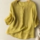 thumbnail image 4 of ICHUANYI Clearance Women's Fashion Casual T-Shirt Short Sleeve V-Neck Sweatshirt Tops Blouse(Yellow, L) ICHUANYI WER2023080711073, 4 of 6