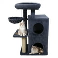 thumbnail image 4 of ZephyPaws Tall Cat Tree Tower for Indoor Cat, 35in Multiple-Level Cat Condo with 2 Caves, Cat Scratching Posts,Perches,Dark Gray, 4 of 9