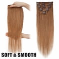 thumbnail image 3 of Benehair Clip In 100% Real Human Hair Extensions Remy Hair Full Head Soft Smooth 8 pcs Golden Brown 18"20" US, 3 of 12