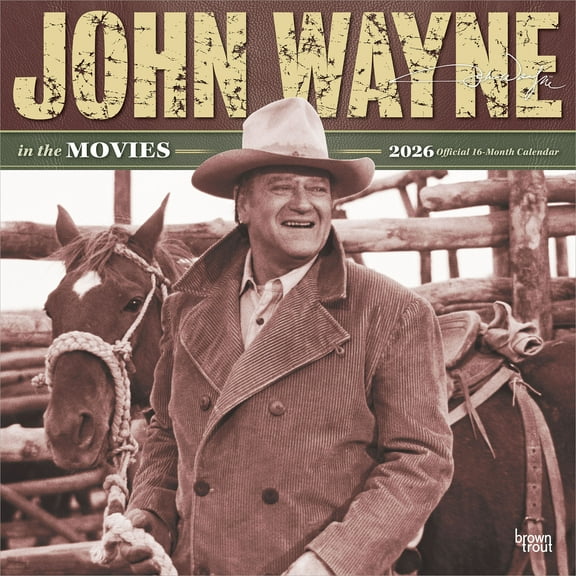 John Wayne in the Movies OFFICIAL | 2026 12x24" (Hanging) Wall Calendar | Plastic-Free