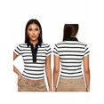 thumbnail image 2 of LMLYSoH Women Summer T-Shirt Casual Striped Button Lapel Basic Short Sleeves Tops for Streetwear Grunge Clothes, 2 of 8