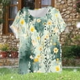 thumbnail image 5 of YFNNUP Chemises Grande Taille pour Femmes Imprimé T-Shirt à Manches Courtes Coupe Ample Col Rond Hauts Été Floral Graphique Plage Vacances Haut Vert m, 5 of 5