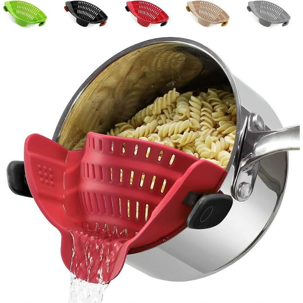 Clip On Strainer for Pots & Pans - Universal Pasta Strainer Silicone Food Strainer for Spaghetti Meat Fruit Vegetables
