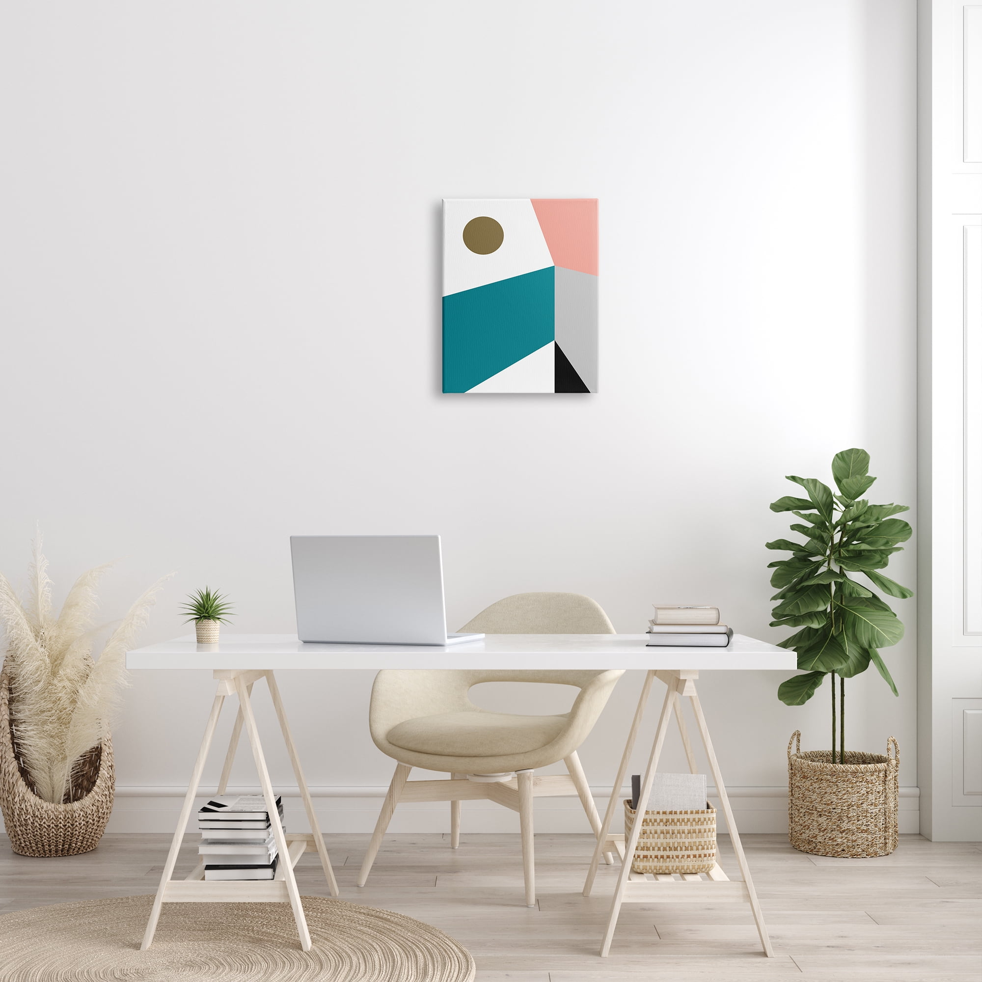 Stupell Industries Abstract Geometric Landscape Arrangement Elementary Shapes Abstract Painting Gallery Wrapped Canvas Print Wall Art, 16 x 20