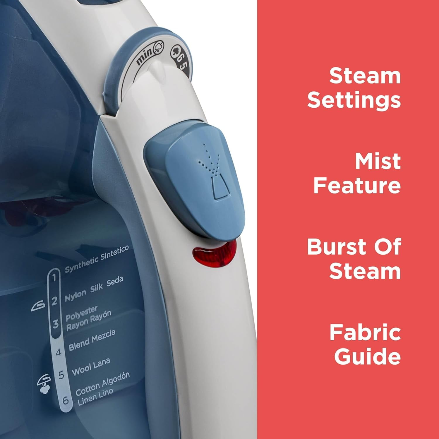 BLACK+DECKER Easy Steam Compact Iron, IR40V, Nonstick Plate, SmartSteam, Anti-Drip, Auto Shutoff