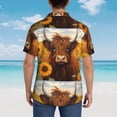 thumbnail image 4 of Vsdgher Countryside Sunflower Cow Print Men's Hawaiian Shirts Button Down Tropical Holiday Beach Shirts Vacation Clothes,X-Large, 4 of 7