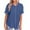 Blue, variant on Fesfesfes Women's Summer Blouses Fashion Loose Short Sleeve Collared V-neckline Tops with Buttons Curved Hemline Linen Tunic T-Shirt(Blue,2XL)