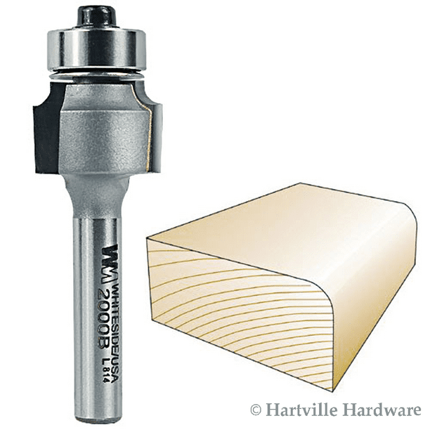 Whiteside Router Bits 2000B Round Over Bit with 3/32-Inch Radius,  11/16-Inch Large Diameter and 1/2-Inch Cutting Length - Walmart.com