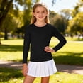 thumbnail image 5 of Jinhomg Girls Long Sleeve Shirt with Pockets UPF50+ Lightweight Crewneck Quick Dry Sun Shirts Kids Basic Active Workout Running Tee Black,14 Years, 5 of 7
