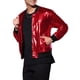 thumbnail image 4 of Chaquetas Inspire Chic para hombres, bomber brillante, reflectante, con cremallera y puños acanalados, 2XL, roja, 4 of 6
