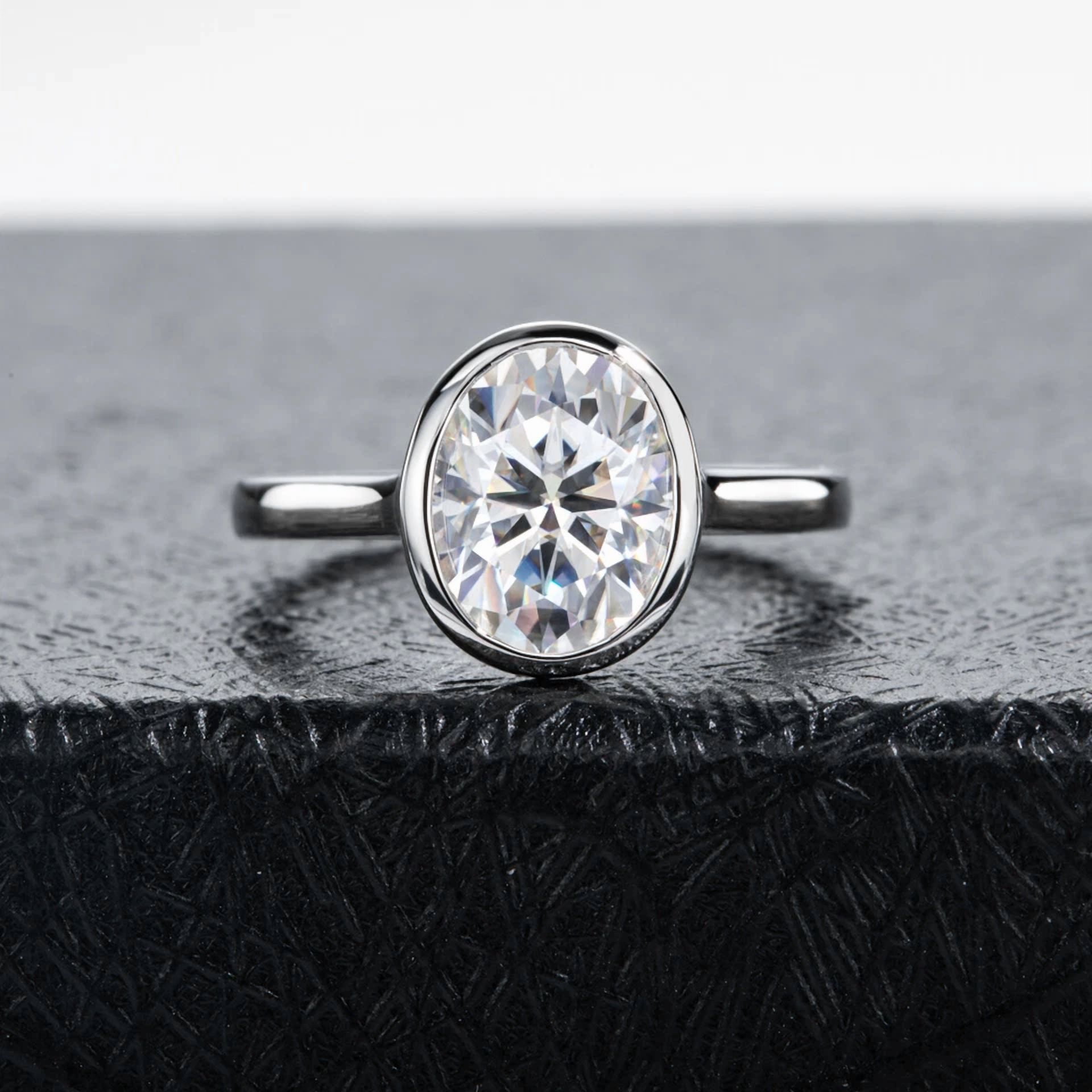 "3Ct Oval Cut Moissanite Engagement Ring for Women – D Color VVS1 Solitaire Eternity Band"