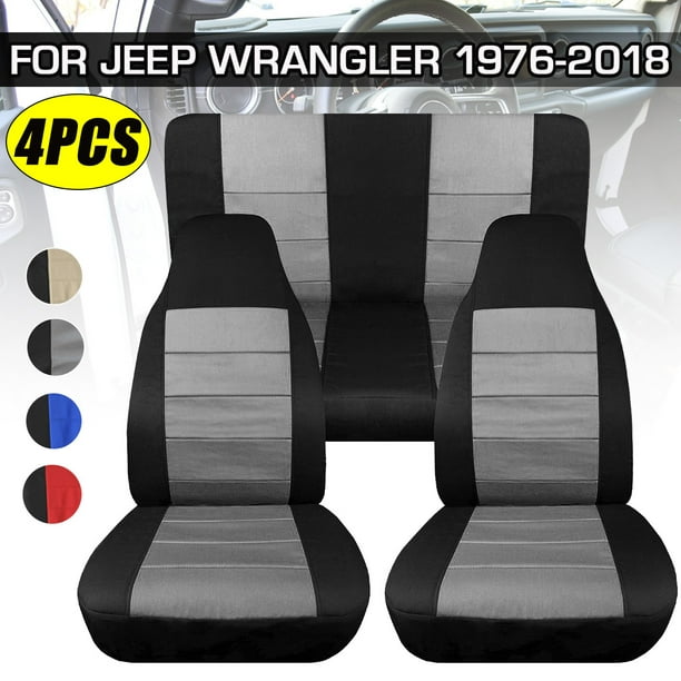 Car Seat Covers Full Set ? Front and Rear Split Bench Car Seat Cover, Easy  to Install, Interior Covers for Jeep Wrangler 1976-2018 