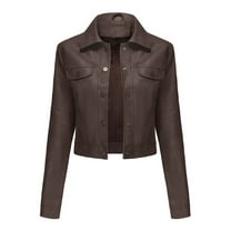 UTSJKR Womens Faux Leather Jacket 2024 Fashion Quilted Button Up Coat Motorcycle Short Biker Jackets Classic Y2k Cropped Coats Khaki XL