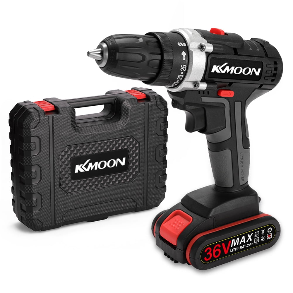 Graflsoa 36V Cordless Lithium-Ion Drill with High Torque, 1300mAh Battery, LED Light, and Ergonomic Grip for Home and Outdoor Use (Includes 1 Battery, Charger, and Plastic Case)