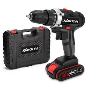 Graflsoa 36V Perceuse sans fil au lithium-ion avec haute torque, 1300mAh Batterie, LED Grip léger et ergonomique pour usage domestique et extérieur (inclut 1 Batterie, chargeur et boîtier en plastique)
