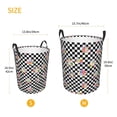 thumbnail image 2 of Laundry Basket, Floral Flower Checkerboard 90s Y2K Laundry Hamper Waterproof Laundry Bag Clothes Hamper Laundry Bin with Handles for Bedroom, Living Room, Kids Room, 2 of 6