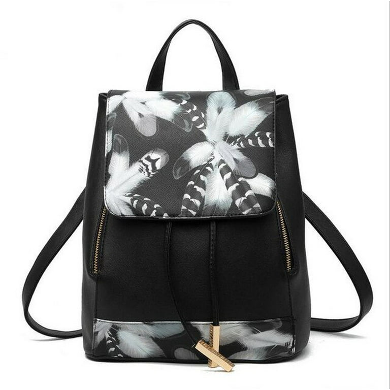PIKADINGNIS Luxury Fashion Style Artificial Leather Women Shoulder Bag  Floral School Bag for Teens Girls School Backpack Designer Backpacks