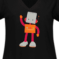 thumbnail image 4 of Inktastic Cute Robot, Smiling Robot, Colorful Robot Women's Plus Size V-Neck T-Shirt, 4 of 5