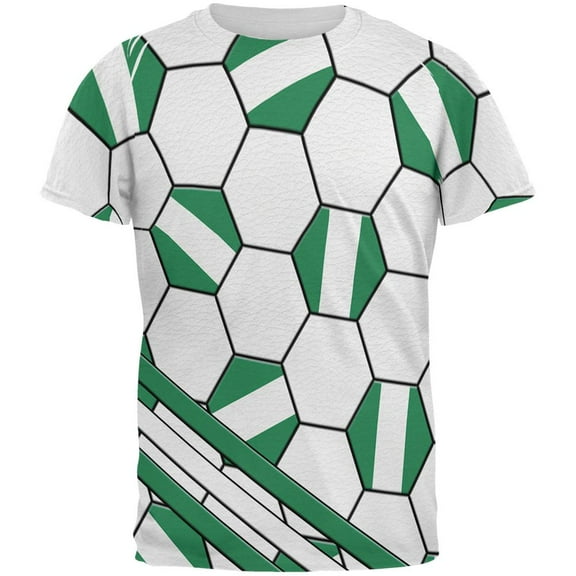 World Cup Nigeria Soccer Ball All Over Mens T Shirt Multi MD