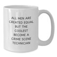thumbnail image 2 of Funny Crime Scene Technician Gifts from Men, Gifts for Crime Scene Technician, White Coffee Mug for Graduation, [All Men Are Created Equal But The Coolest Become A Crime Scene Technician], 2 of 4