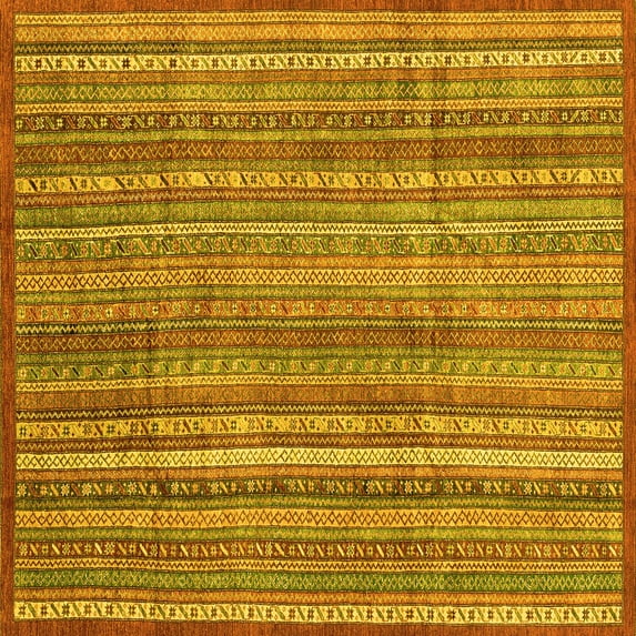 Ahgly Company Indoor Square Abstract Yellow Modern Area Rugs, 6' Square