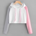 thumbnail image 4 of Women's Color Block Hoodies Long Sleeve Oversized Crop Hooded Sweatshirts Drawstring Loose Fashion Y2K Pullover Tops, 4 of 4
