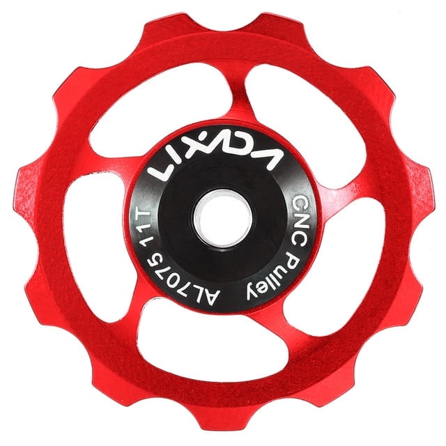 Lixada LIXADA High-Performance Ceramic Bearing Rear Derailleur Pulley for Mountain Bikes, 11T Aluminum Alloy Tension Wheel, Single Red