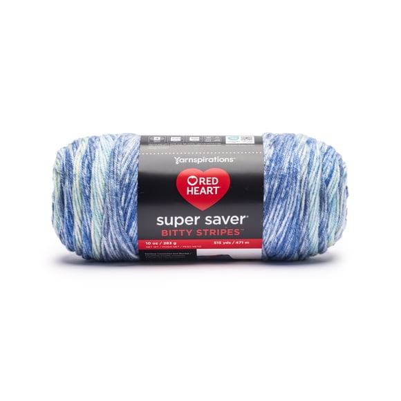 Red Heart® Super Saver Bitty Stripes™ #4 Worsted (Medium) Acrylic Yarn, Dawn 10oz/283g 515 Yards
