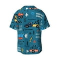 thumbnail image 2 of KLL Construction Trucks Print Men's Shirt Short Sleeve Button Down Summer Cuba Beach Shirts- Small, 2 of 7