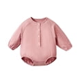 thumbnail image 2 of Agkizg Unisex Baby Muslin Gauze Long Sleeve Bodysuit, Half Button Cuff Sleeve Crew Neck Onesie, Lightweight Breathable Infant Fall Laywear, 2 of 5